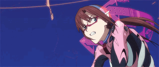 a girl with glasses and a purple background has a triangle in her ear