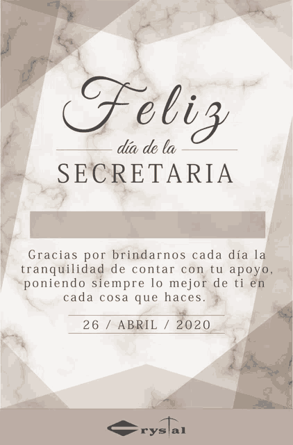 a greeting card that says feliz dia de la secretaria marisol gonzalez e.
