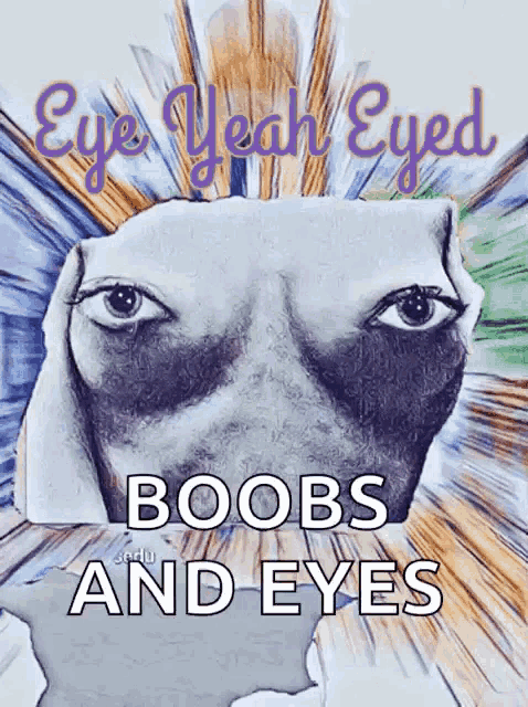 a drawing of a woman 's face with the words eye yeah eyed boobs and eyes below it