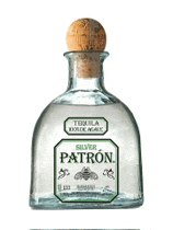 a bottle of patron silver tequila with a cork in it