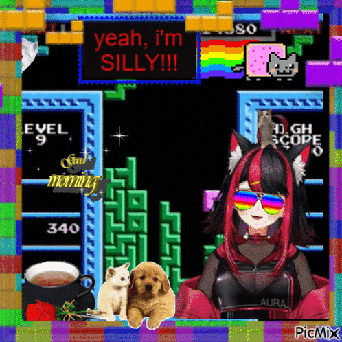 a picture of a girl playing a video game says yeah i 'm silly !!!