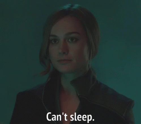 Captain Marvel Cant Sleep GIF - Captain Marvel Cant Sleep Carol Danvers GIFs