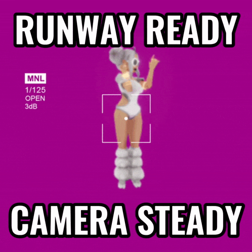 a runway ready camera steady poster with a woman in a white outfit