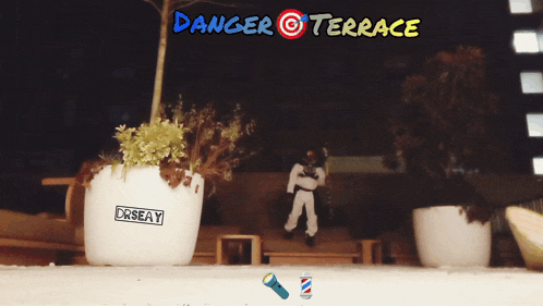 a sign that says ' danger terrace ' on the top of it