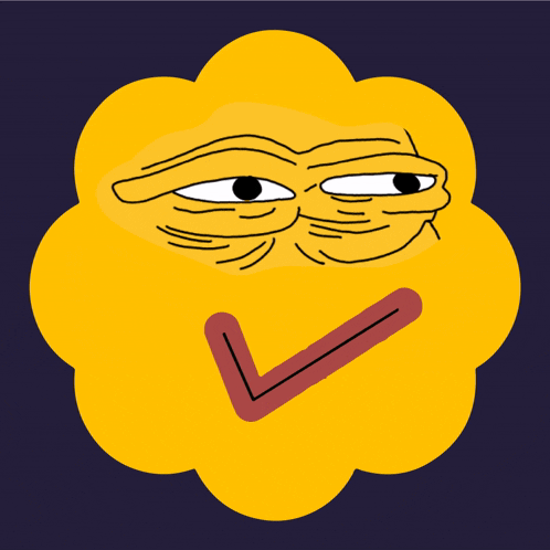 a yellow cartoon face with a red l on it