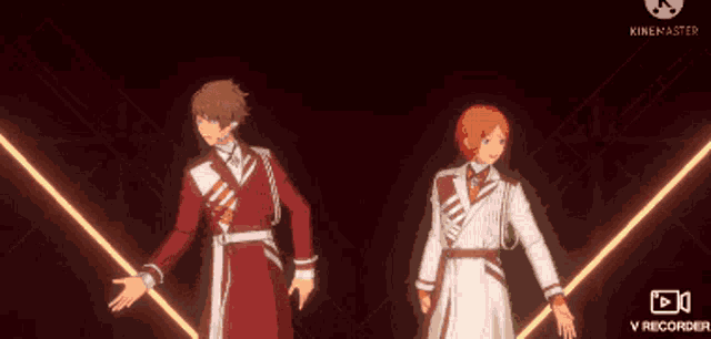 a couple of anime characters are standing next to each other