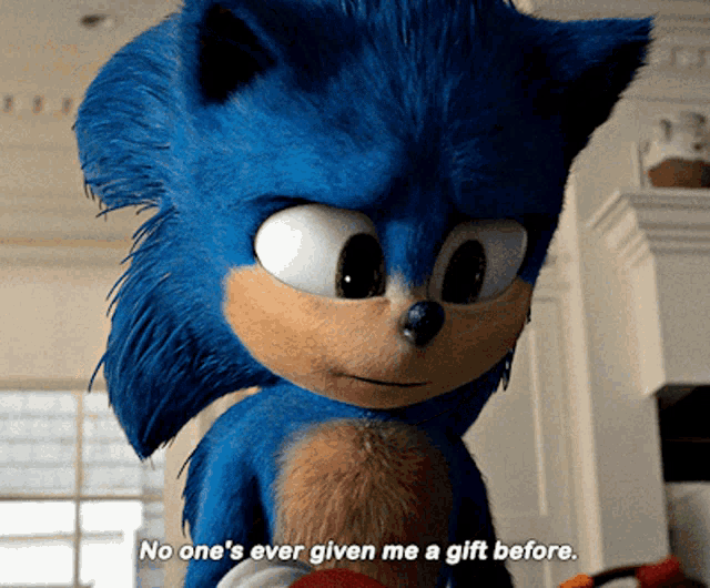 Sonic Movie No Ones Ever Given Me A Gift Before GIF - Sonic Movie No Ones Ever Given Me A Gift Before Gifts GIFs