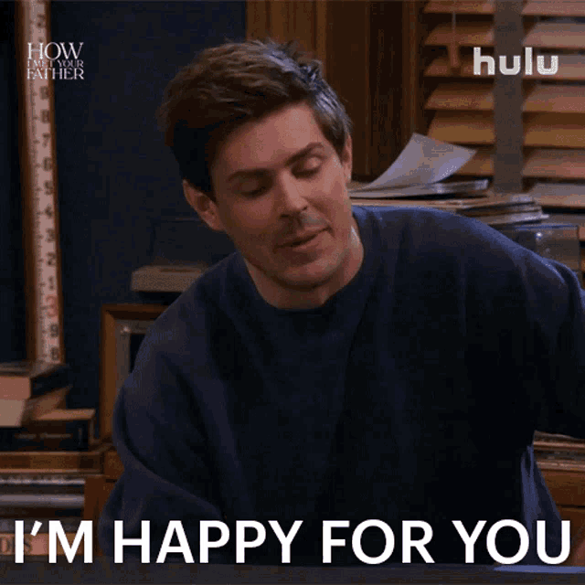 a man says i 'm happy for you in a hulu advertisement