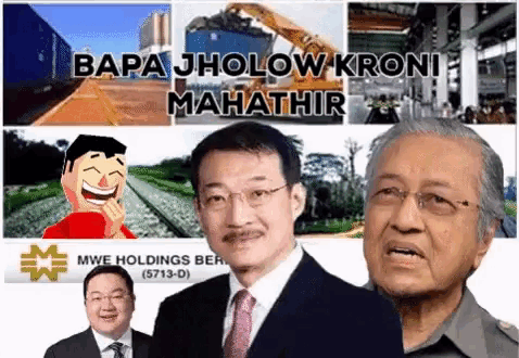 a collage of images with the words papa jhollow kron mahathir