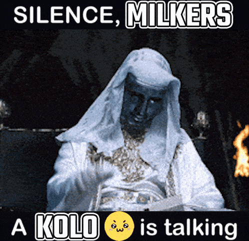 a kolo is talking meme with a statue in a white robe
