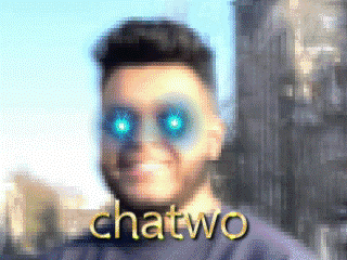 a blurry picture of a man with the word chatwo on the bottom right