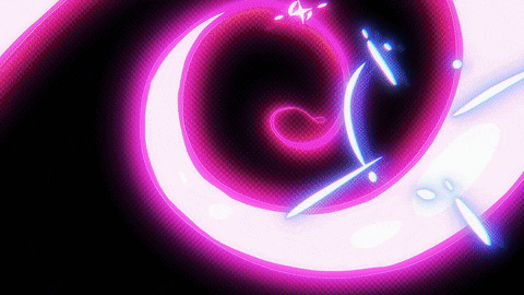 a purple and white swirl is moving in a spiral on a black background .