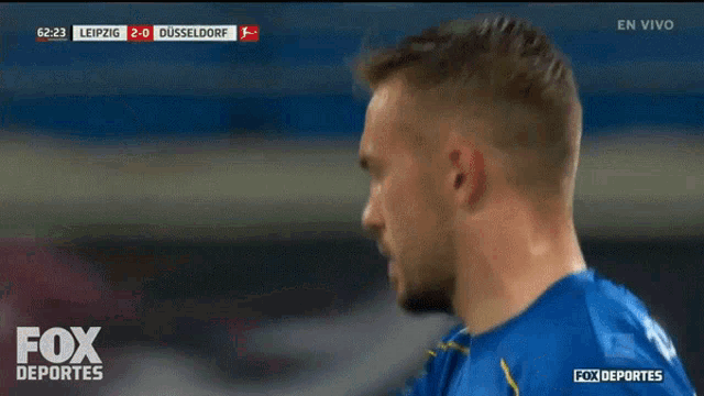 a fox deportes broadcast of a soccer match between leipzig and dusseldorf