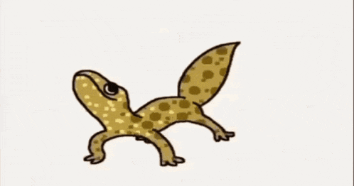 a cartoon drawing of a lizard with spots on its skin .
