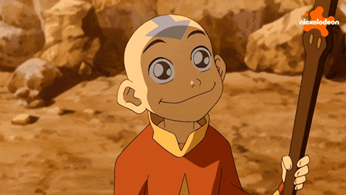 a cartoon character from nickelodeon holds a stick