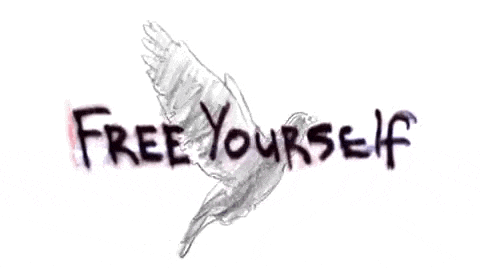 a drawing of a bird with the words free yourself