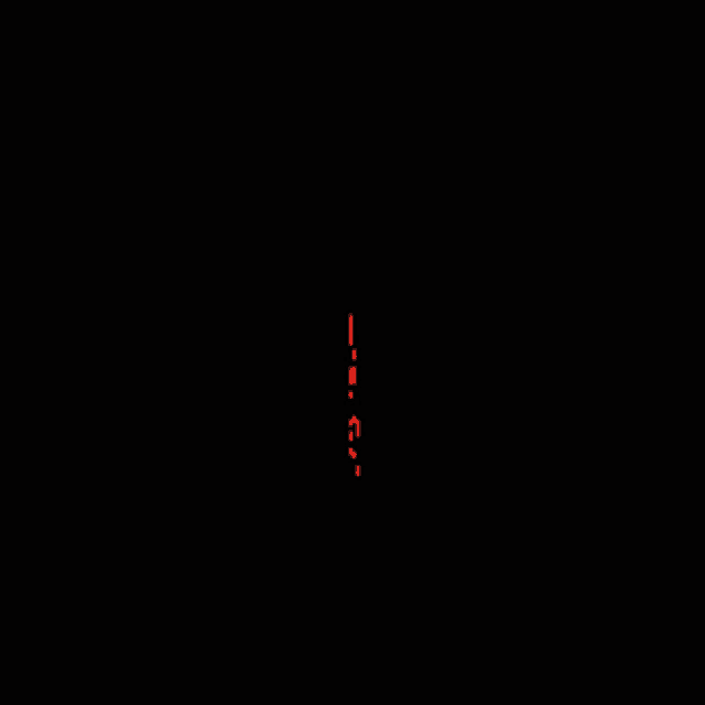 a pixel art drawing of a triangle with a red outline on a black background