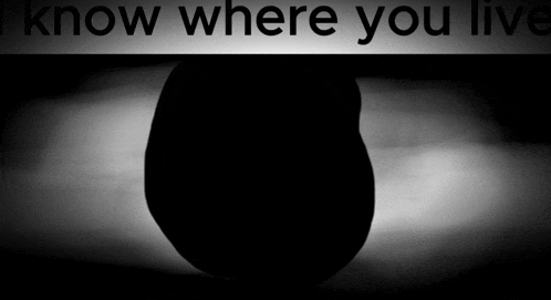 a black and white photo with the words i know where you live
