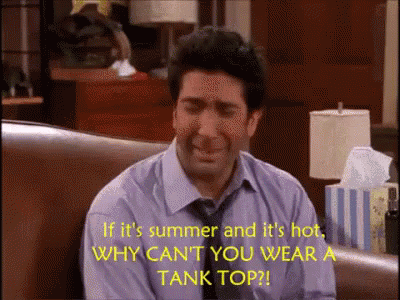 If It'S Summer And It'S Hot Why Can'T You Wear A Tank Top GIF - David Schwimmer Tank Top Summer GIFs