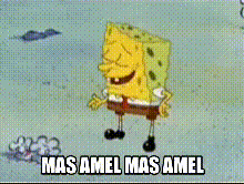 a cartoon of spongebob with the words mas amel mas amel