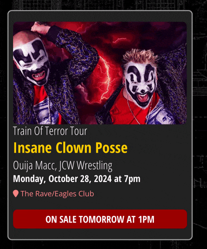 an advertisement for train of terror tour insane clown posse