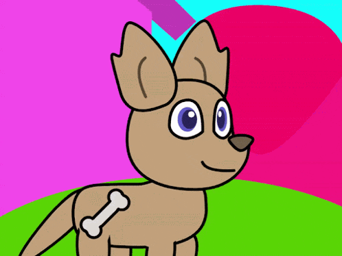 a cartoon dog with a bone on it 's back