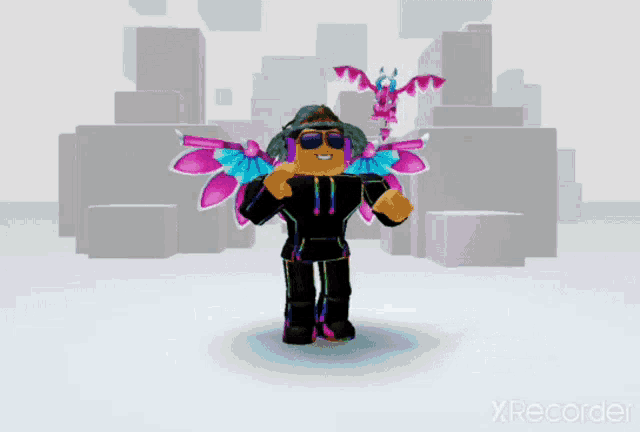 a cartoon character with wings and a dragon behind him