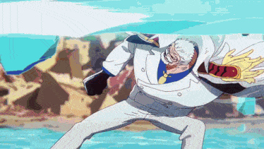 a cartoon of a man in a white suit and tie