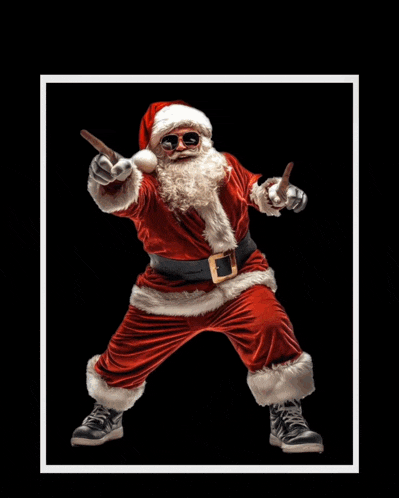 a picture of santa claus with the letter s behind him