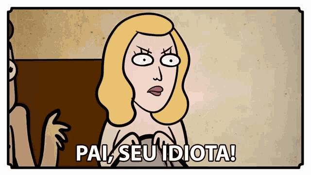 a cartoon of a woman with the words pai seu idiota above her