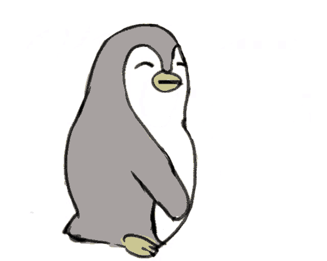 a drawing of a penguin with a yellow beak and the letter o on the bottom