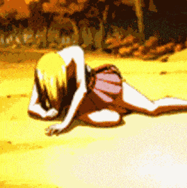 a pixel art drawing of a woman laying on the ground