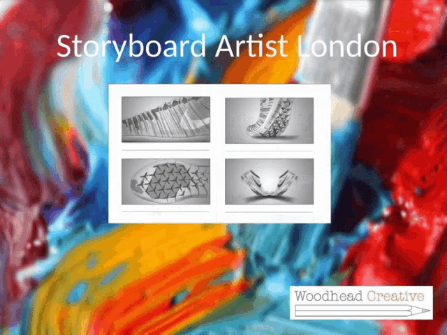 a colorful background with the words storyboard artist london written on it