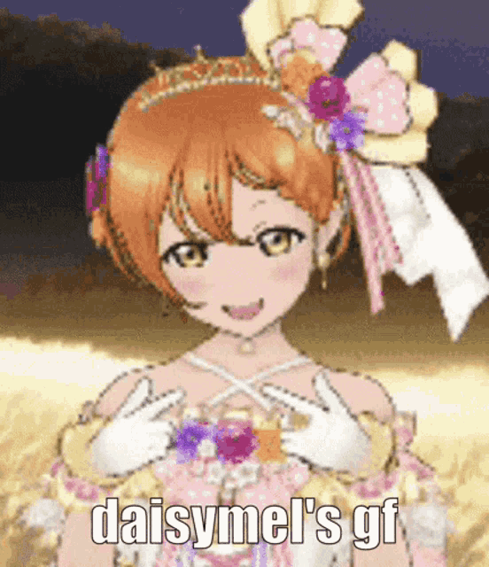 a picture of a girl with the words daisymel 's gf written on it