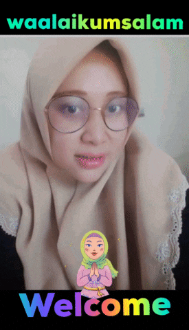 a woman wearing glasses and a hijab says waalaikumsalam welcome