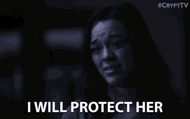 a woman is crying and saying i will protect her
