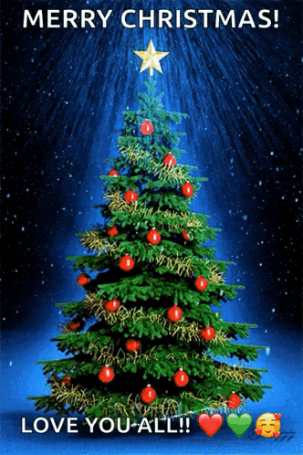 a picture of a christmas tree with a star on top and the words merry christmas love you all