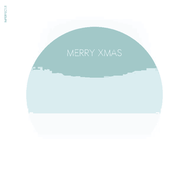 a merry xmas greeting card with a green figure in the snow