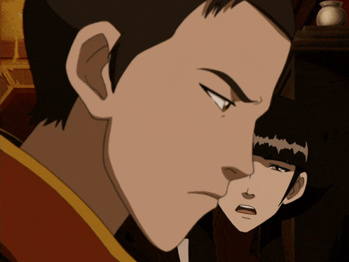 a man and a woman are looking at each other and the man has a question mark on his forehead
