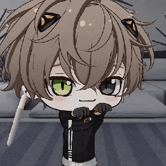 a close up of a cartoon character 's face with green eyes and a black jacket