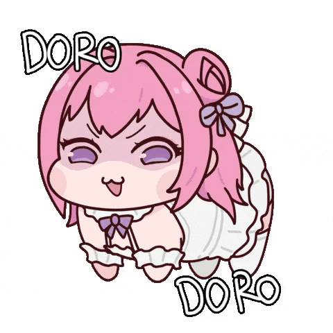 a cartoon of a girl with pink hair and a white dress is laying down .