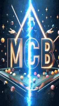 a pool table with the letters mcb written on it