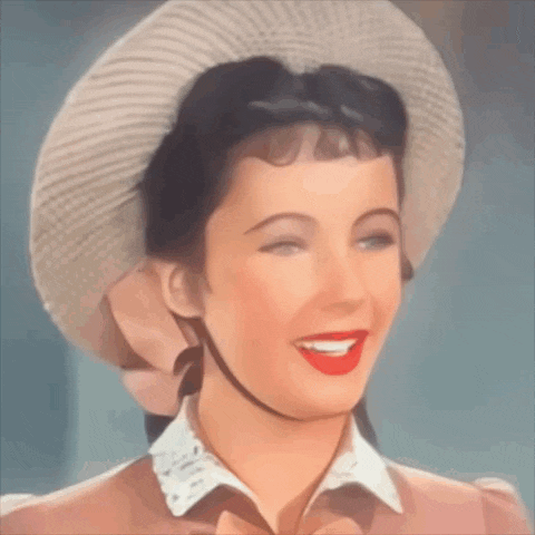 a painting of a woman wearing a hat and red lips