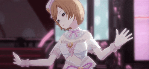 a girl in a white dress with a heart on the chest