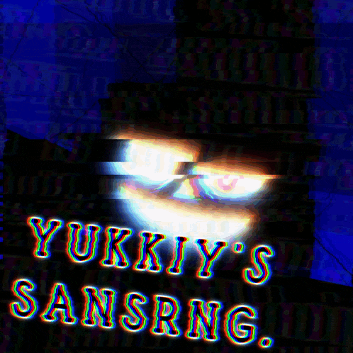 a poster with a face and the words yunkiy 's sansrng on it