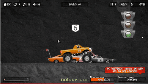 a screenshot of a game called notdoppler with a double decker bus