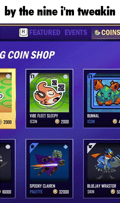 a screenshot of a coin shop that says by the nine i 'm twakin