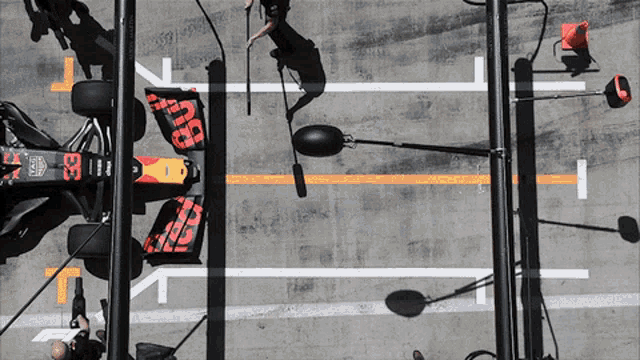 an aerial view of a race car that says red bull on the side