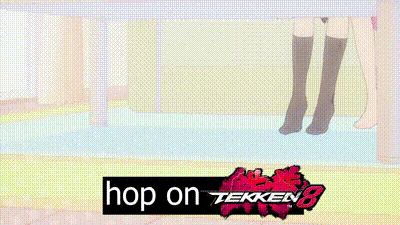 a couple of girls sitting next to each other with the words `` hop on tekken '' written on the bottom of the image .