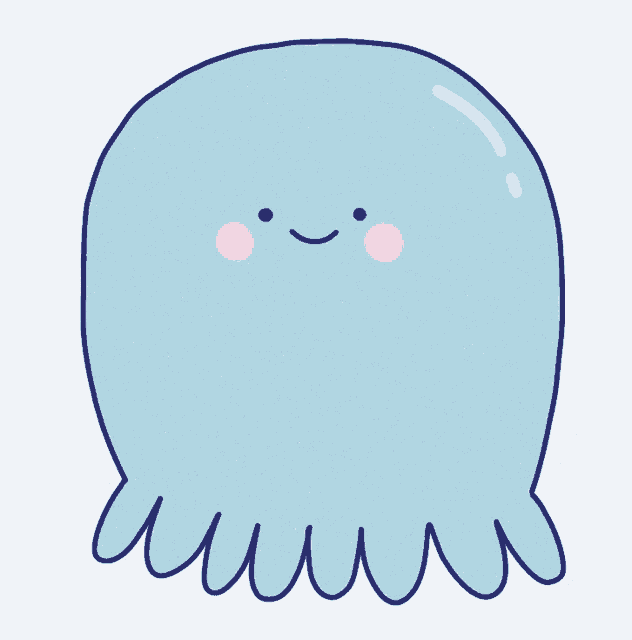 a cartoon drawing of a jellyfish with a pink face